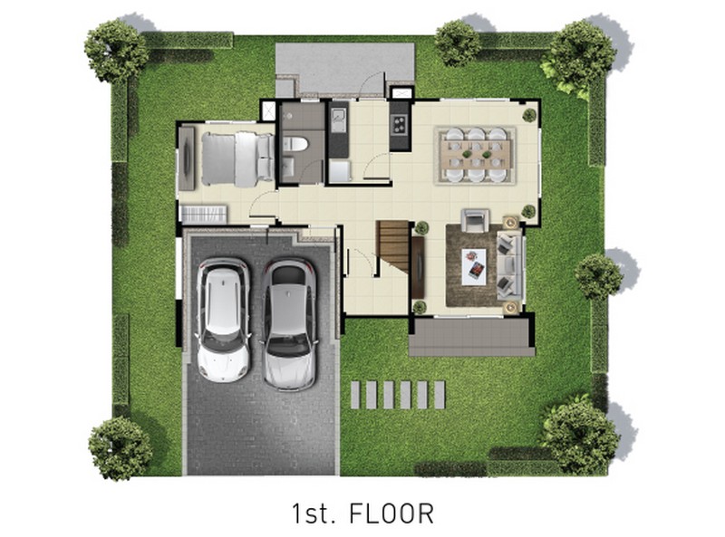 Floor Plan ชั้น 1 แบบบ้าน Monza