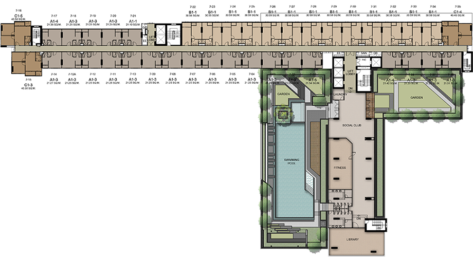 Floor Plan IDEO สาทร-ท่าพระ ชั้น 7
