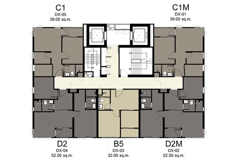 Elio Del Nest Floor Plan อาคาร D ชั้น 2-33