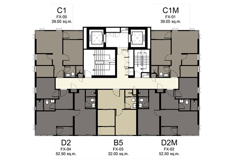 Elio Del Nest Floor Plan อาคาร F ชั้น 2-33