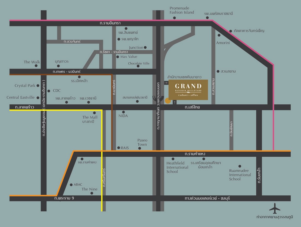 Grand Bangkok Boulevard รามอินทรา-เสรีไทย แผนที่